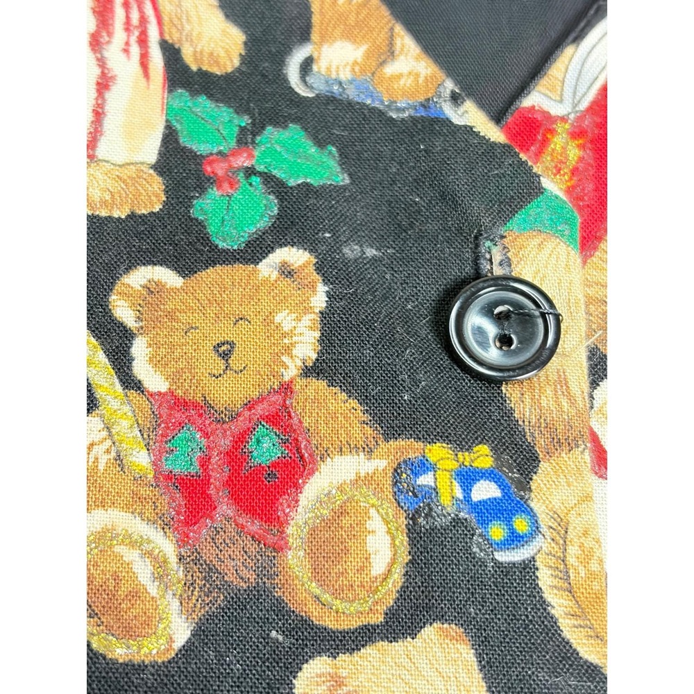 Vintage 90s Christmas Teddy Bear Vest Women's Size L Saddle River USA Holiday - Picture 4 of 10